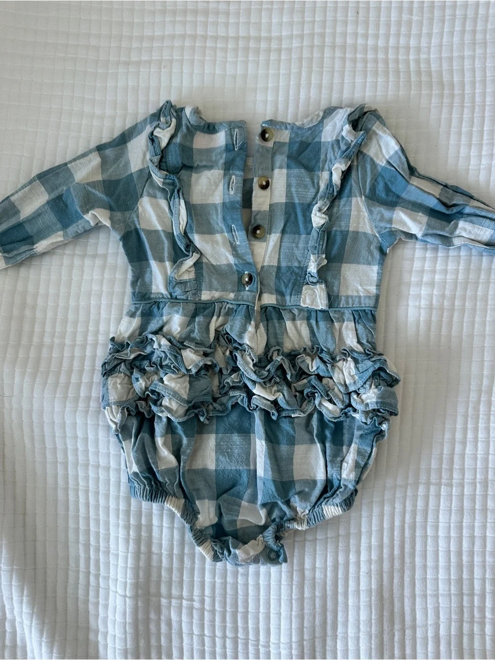 Ruffle Butts Blue & White Gingham Ruffle-Trim One-Piece